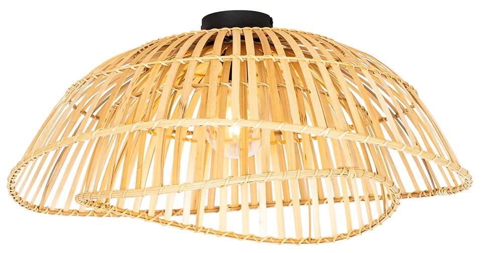 Orientalna lampa sufitowa czarna z naturalnym bambusem 62 cm - Pua
