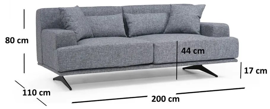 Ciemnoszara sofa 200 cm Bentley – Balcab Home