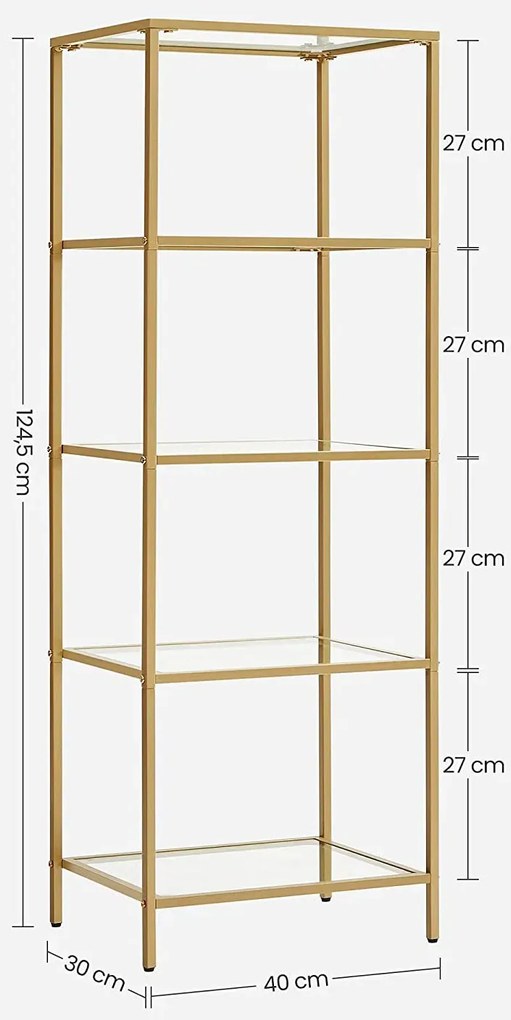 Złoty metalowy regał glamour - Linas 3X