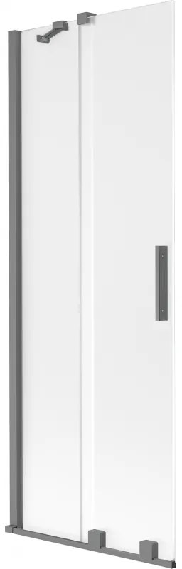 Mexen Velar parawan nawannowy 2-skrzydłowy rozsuwany 75 x 150 cm, szron, gun metal - 896-075-000-31-95
