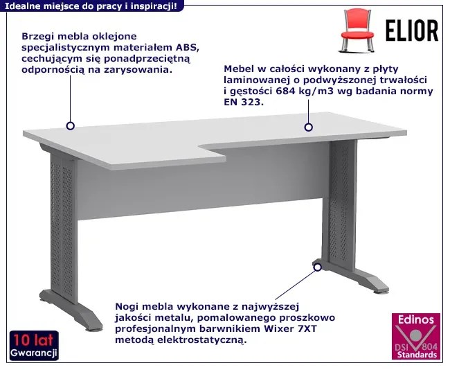 Białe lewostronne biurko narożne Ofdox 17X