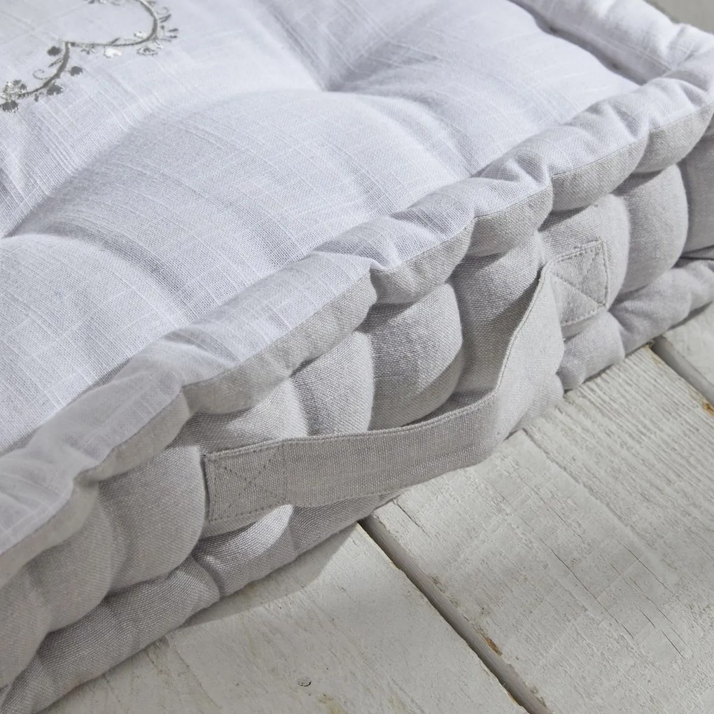 Poduszka do siedzenia na podłodze CONSTANCE, muślinowa bawełna, 40 x 40 x 10 cm