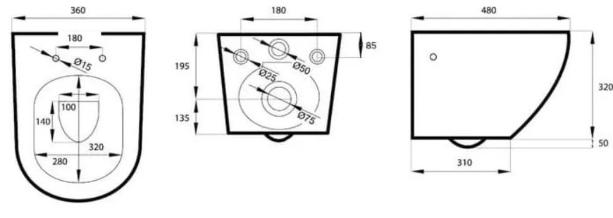 Miska WC wisząca bezkołnierzowa biała DECOS White MINI biała z deską wolnoopadającą Slim