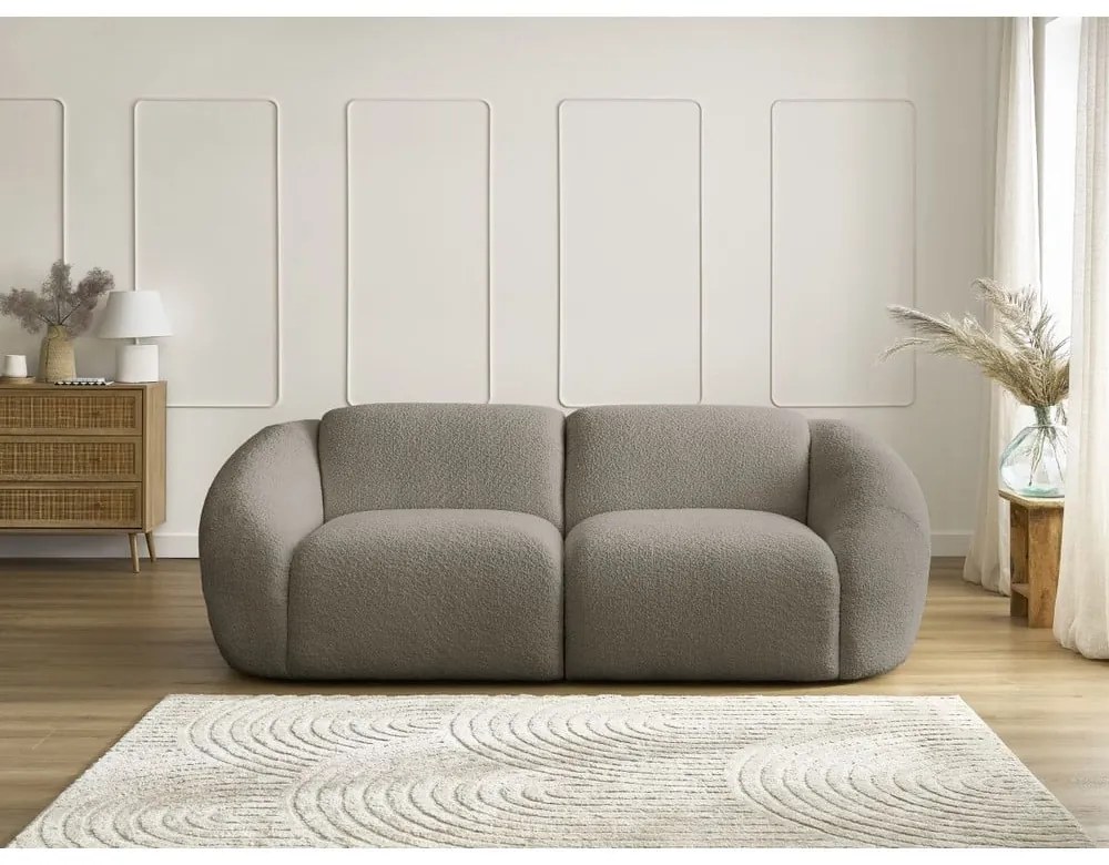Szarobrązowa sofa z materiału bouclé 230 cm Tina – Bobochic Paris
