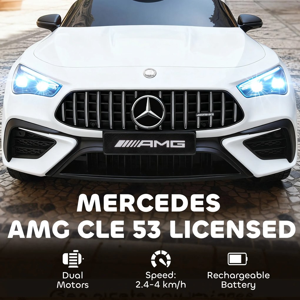 AIYAPLAY Dziecięcy samochód elektryczny, design Mercedes, silniki 12V, pilot, światła LED, muzyka, dla dzieci 3-6 lat, Biały