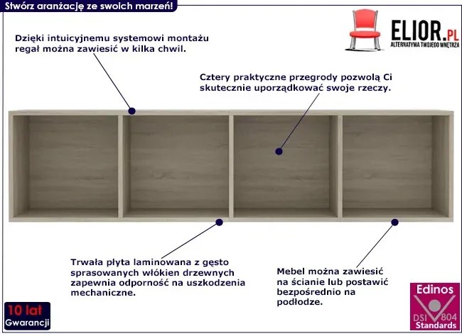 Brązowy modułowy regał ścienny - Marbela