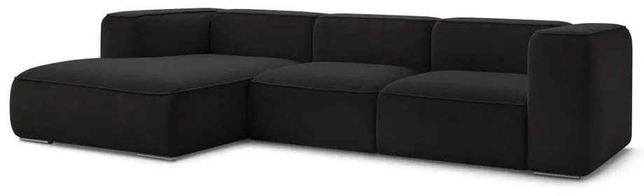 Czarny narożnik z materiału bouclé (lewostronny) Zephyr – Bobochic Paris