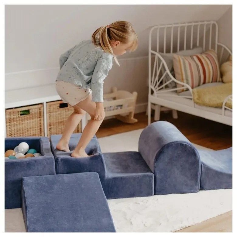 Kremowy aksamitny piankowy plac zabaw 3 szt. wysokość 30 cm 225x90 cm Montessori – Meowbaby