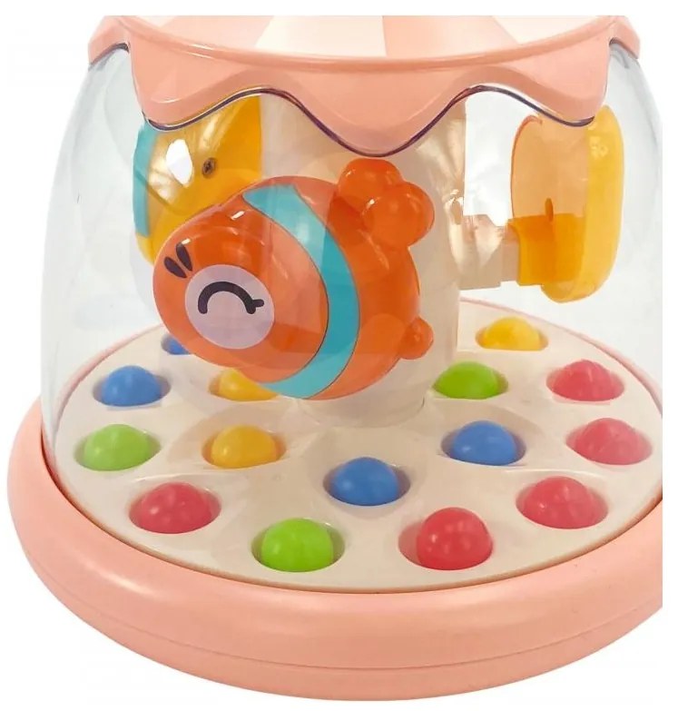 Woopie baby kolorowe zwierzątka różowy bączek z kulkami karuzela