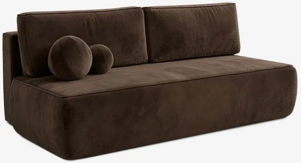 Sofa z Funkcją Spania ARVETO Brązowa Welurowa Nowoczesna