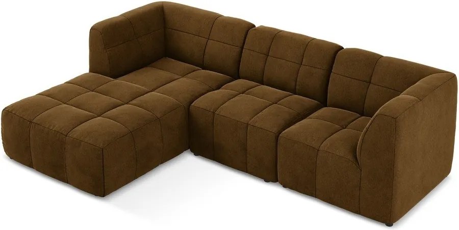 Musztardowy aksamitny narożnik (lewostronny/z szezlongiem) Aloha – Makamii