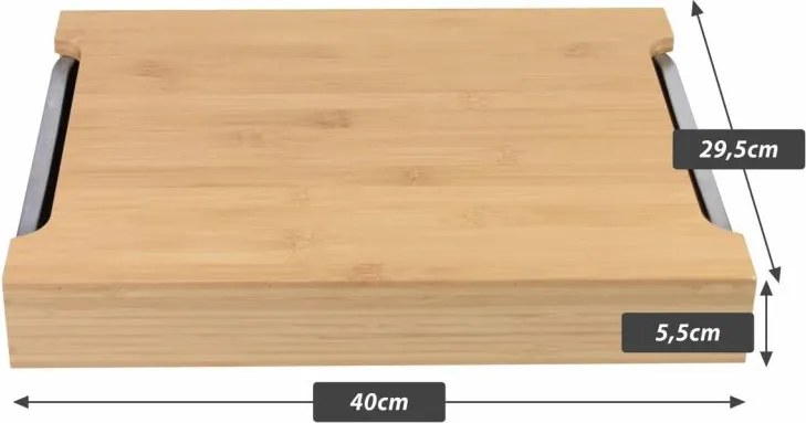 Deska bambusowa z miseczkami ociekającymi, 40 x 30 x 6 cm