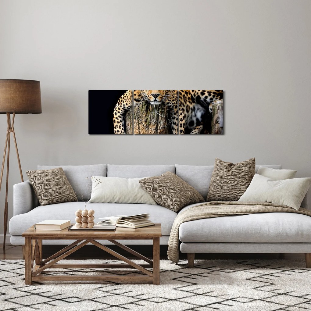 Obraz - Gepard (z zegarem) (90x30 cm)