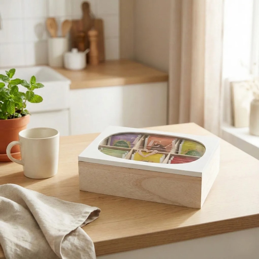 Herbaciarka ze szklanym wiekiem ZEN, 24 x 16,5 x 7 cm