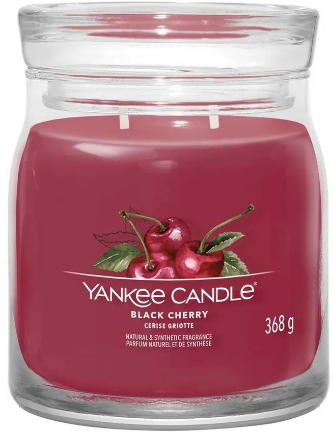 Yankee Candle świeczka zapachowa Signature w szkle średnia Black Cherry, 368 g, M