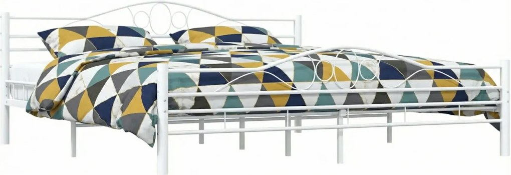 Białe metalowe łózko loftowe 200x200 cm B3-E23