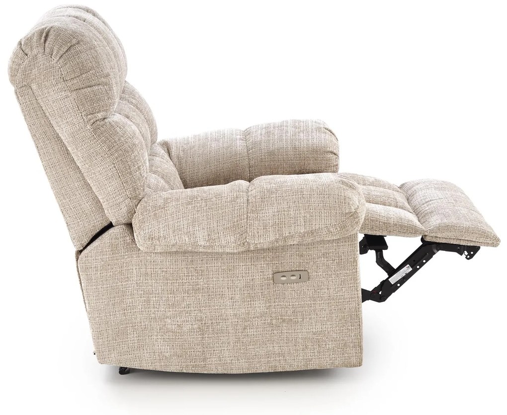 Fotel wypoczynkowy elektrycznie rozkładany beżowy AMORE