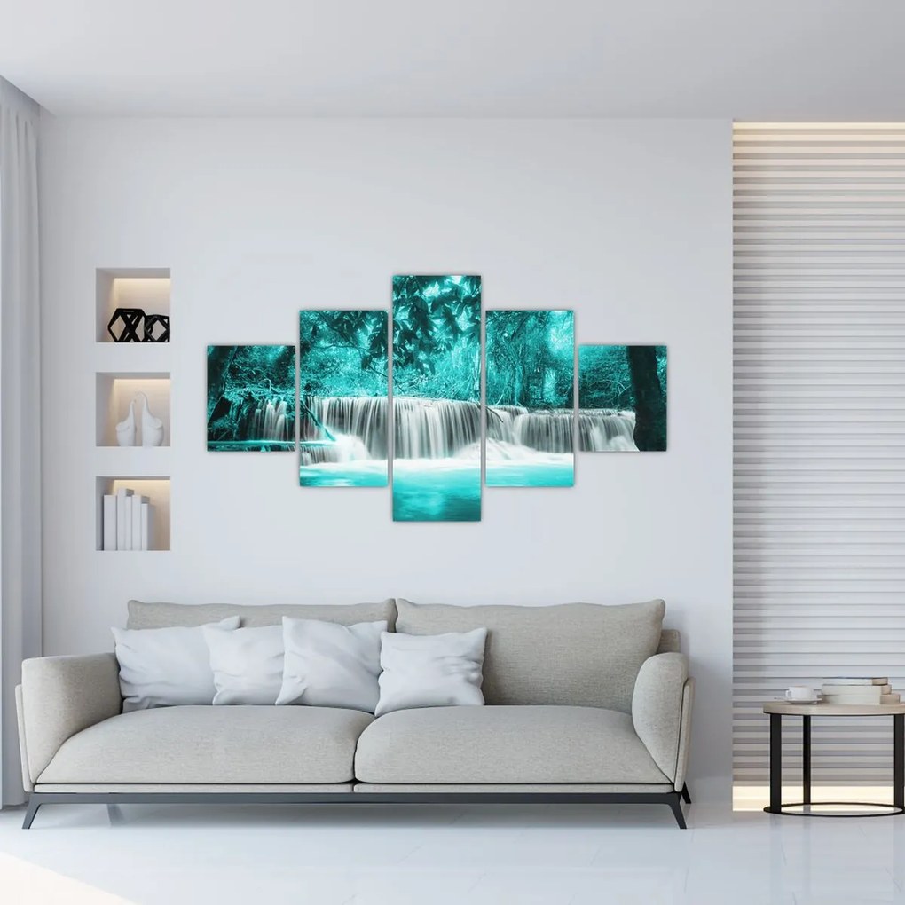 Obraz - Niebieski wodospad (125x70 cm)