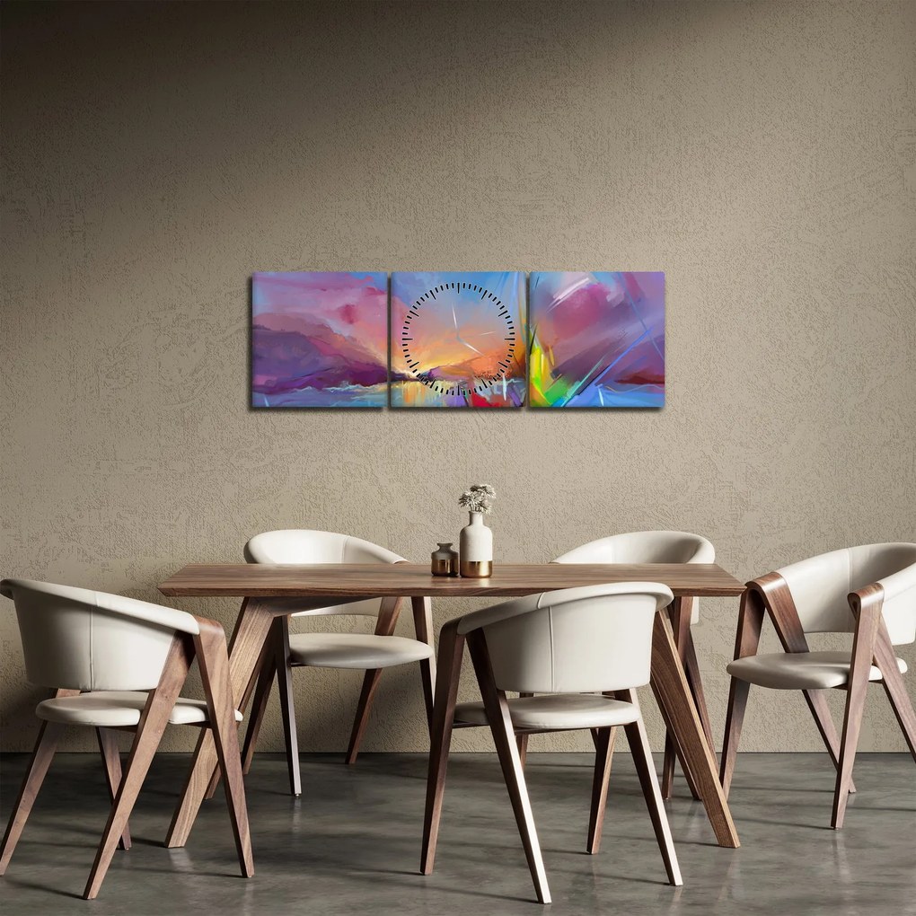 Obraz - Zachód słońca (z zegarem) (90x30 cm)