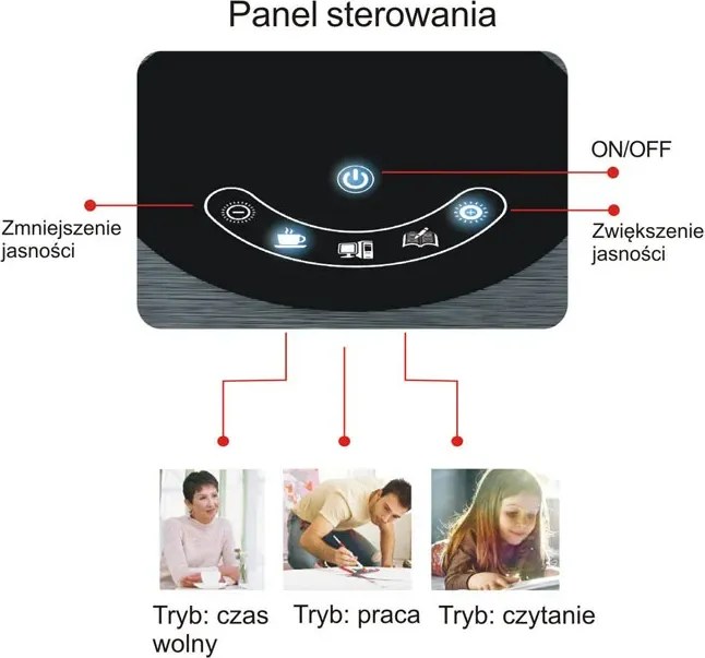 Czarna dotykowa lampka biurkowa - S254-Hippo