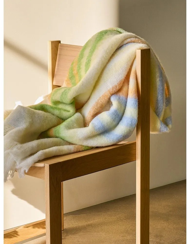 Żółty/zielony koc z mieszanki wełny 140x200 cm Loom – Hübsch