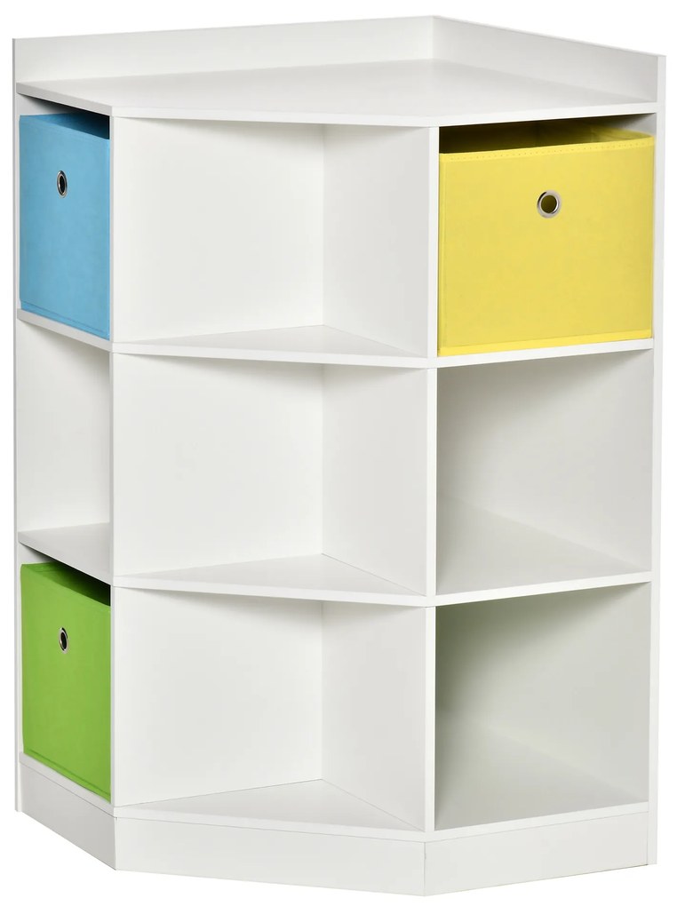 HOMCOM Regał do przechowywania dla dzieci z 3 szufladami z włókniny, MDF, zabezpieczenie przed przewróceniem, biały