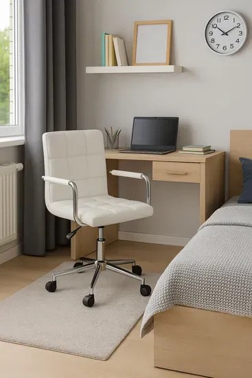 Czarny pikowany fotel dla ucznia R1-H36
