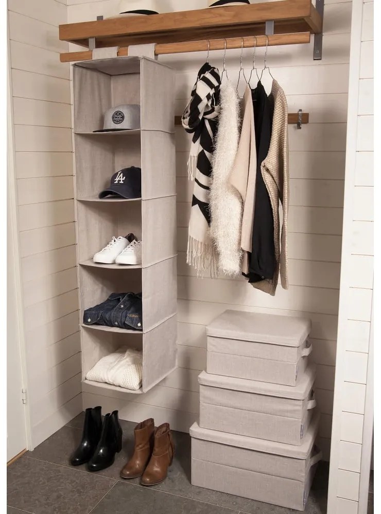 Beżowy tekstylny pojemnik z pokrywką 45x34x25 cm Soft Storage – Bigso