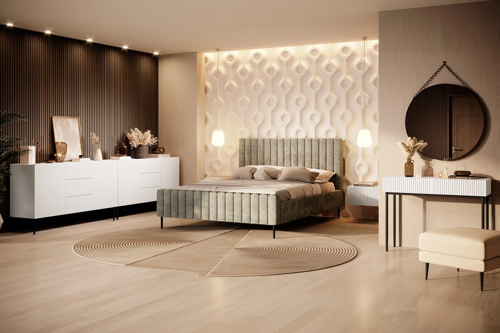 Toaletka Nicole z czarnym lustrem 60 cm - biały mat / czarne nóżki