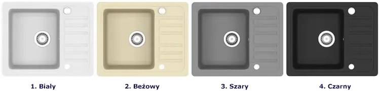 Biały granitowy zlewozmywak z ociekaczem - Ezeris