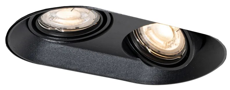 Okrągły podtynkowy reflektor czarny GU10 50 mm 2-punktowy - Hubs Nowoczesny Oswietlenie wewnetrzne