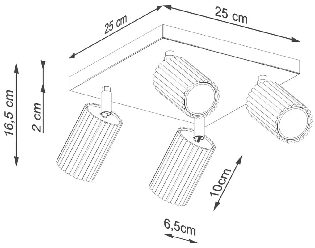 Złota nowoczesna lampa sufitowa karbowana - 5X D302 D8-K67