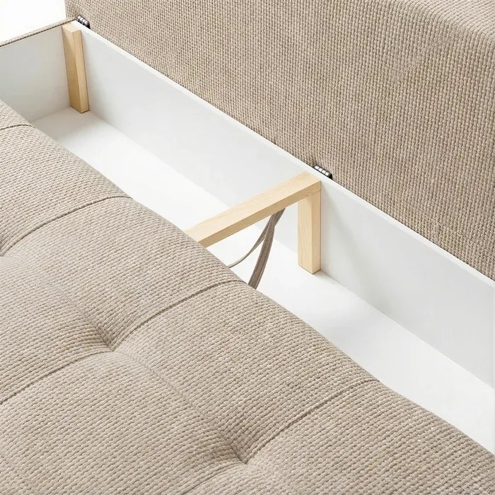 Sofa z Funkcją Spania MORANA Beżowa Szenil Nowoczesna