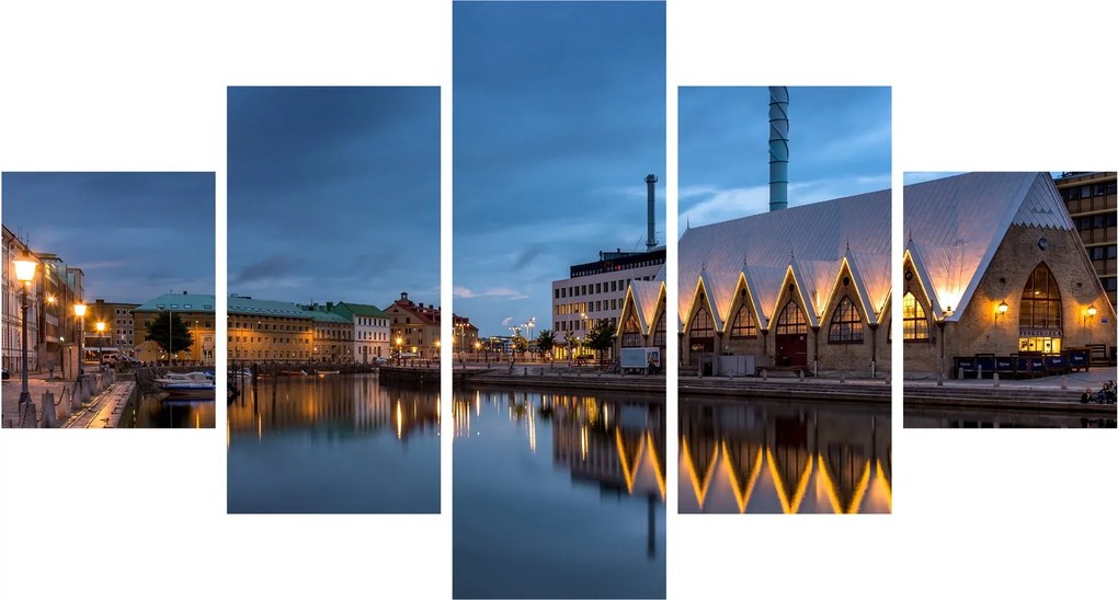 Obraz kanału wodnego - Göteborg (125x70 cm)