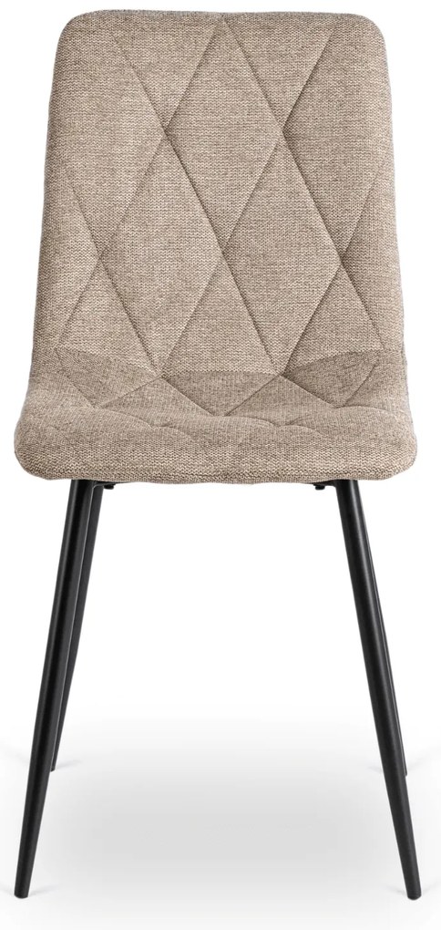 Zestaw Stół Okrągły Rozkładany HARRY 102-142 cm Dąb Artisan/Czarny i 4 Krzesła Tapicerowane ROBIN 2 Beżowe Nowoczesne
