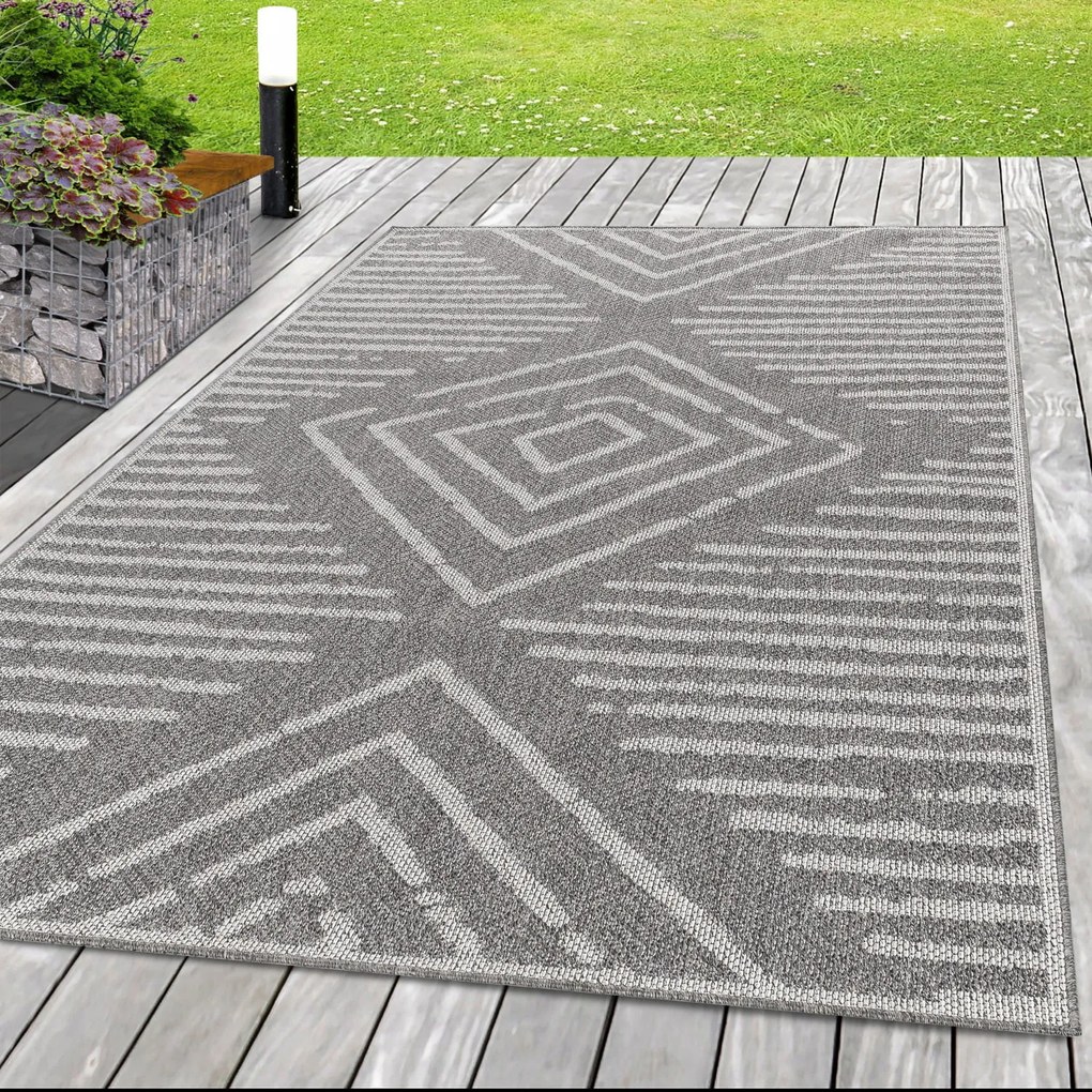 Dywan zewnętrzny Aruba Romby szare 240 cm x 340 cm