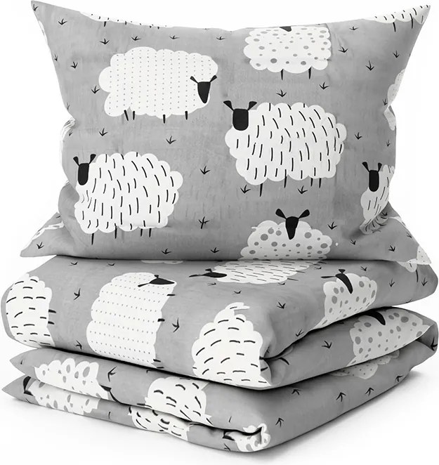 PrzytulneMieszkanie.pl PrzytulneMieszkanie.pl Pościel bawełniana SHEEP POLY szara Rozmiar pościeli: 2 szt 70 x 90 cm | 200 x 220 cm