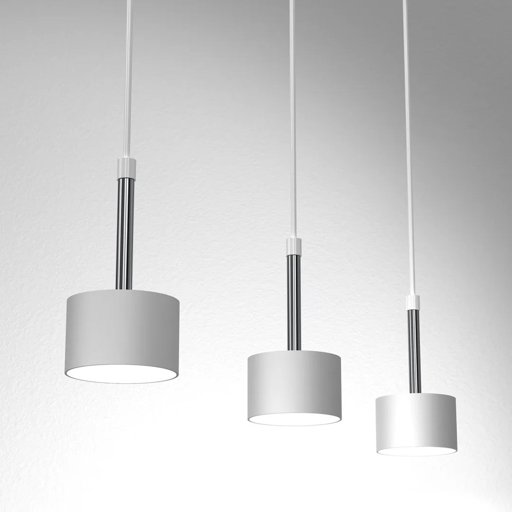 Lampa wisząca ARENA WHITE/SILVER 3xGX53, biała, na listwie potrójna, nad stół