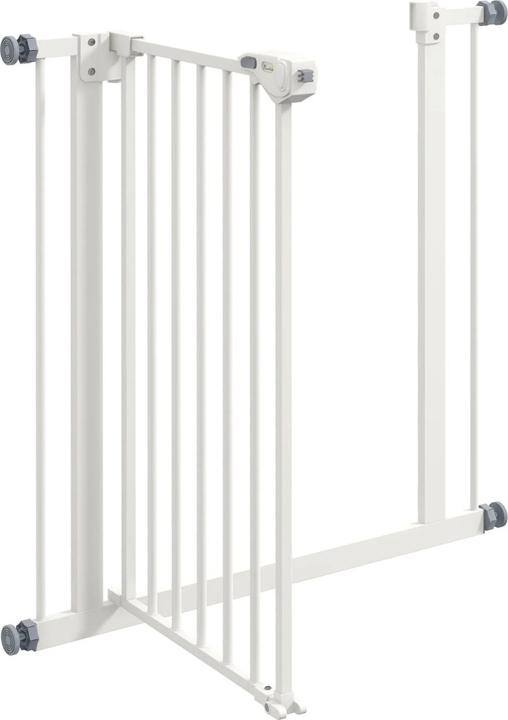 PawHut Bramka Ochronna dla Psów, Bramka Zabezpieczająca dla Zwierząt, Metal, Plastik, 74-80 cm, Biały