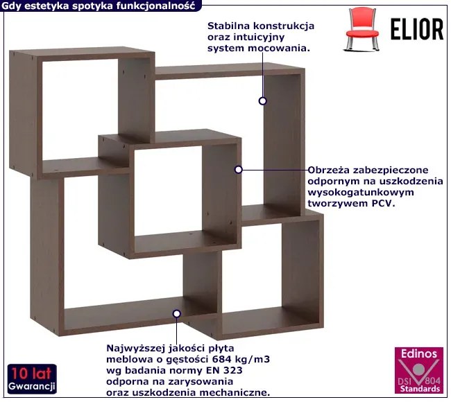 Półka ścienna w kolorze wenge - Erick