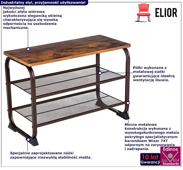 Szafka na buty z siedziskiem w stylu loft - Horik