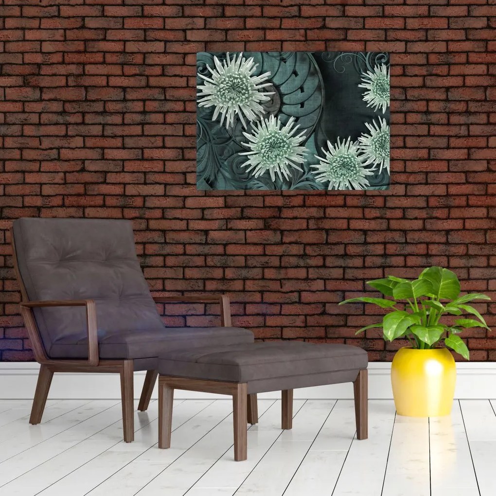 Obraz - Zielone kwiaty (70x50 cm)