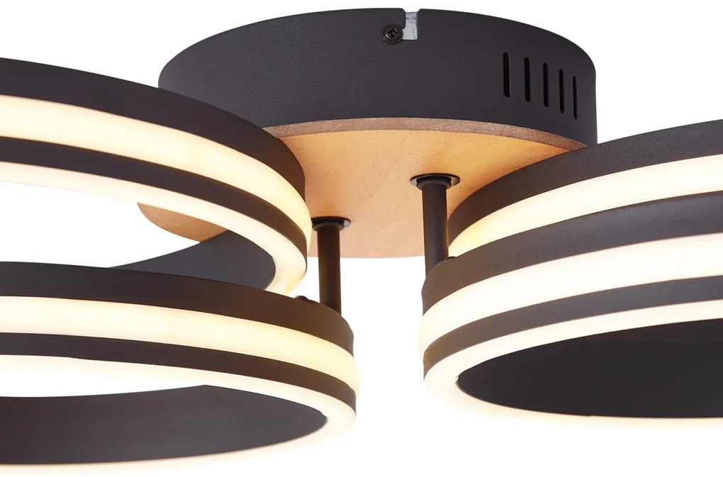 Lampa sufitowa drewniana z LED, 3-stopniowa regulacja ściemniania, 4-źródła światła - Navara