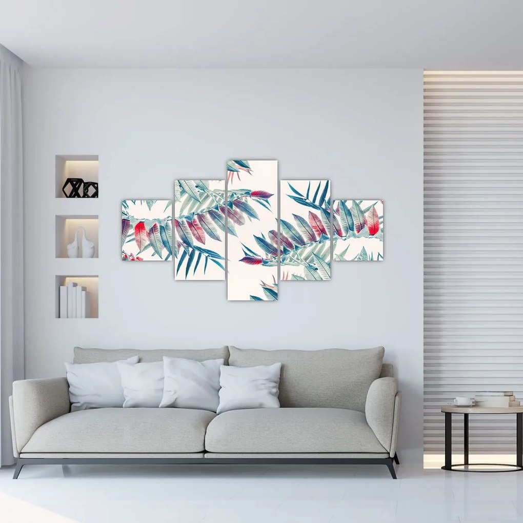 Obraz - Tropikalne liście (125x70 cm)