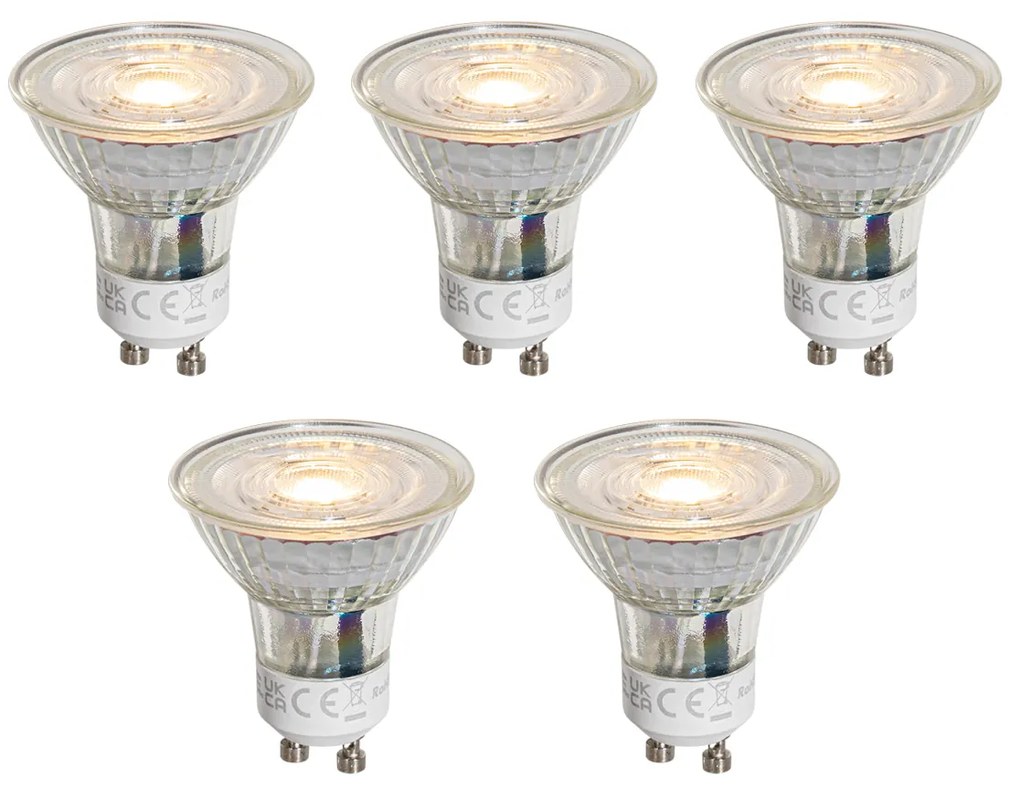 Set van 5 GU10 50mm LED lampen helder 1W 80 lm 2200K
