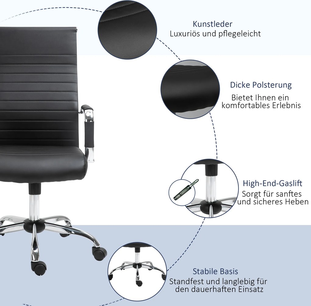 Vinsetto Fotel Obrotowy Biurowy Ergonomiczny Regulacja Wysokości PU Biały 66x69x121cm | Aosom PL