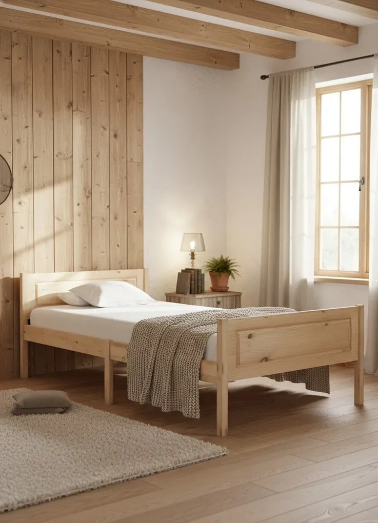 Pojedyncze łóżko z naturalnej sosny 100x200 L0-L33