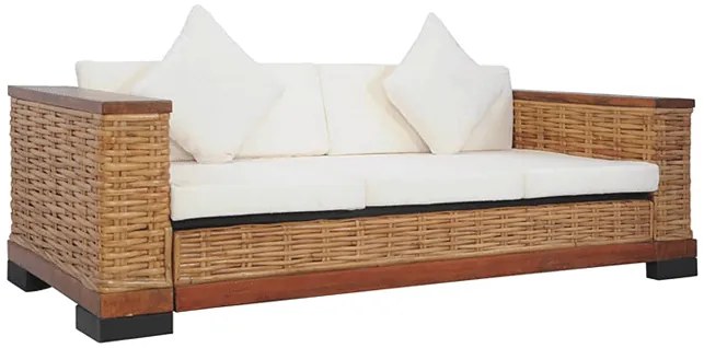 Sofa trzyosobowa - rattan + brąz D0-T97