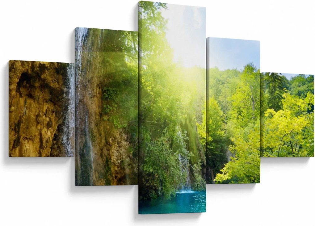 Obraz - wodospady w pralesie (125x70 cm)