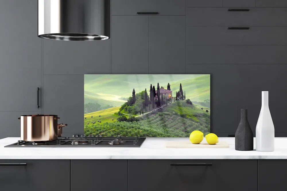 Panel Szklany Sielska Łąka z Drzewami